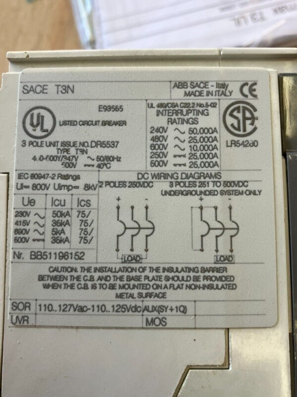 ABB SACE TMAX T3 N 225 Circuit Breaker - Image 5