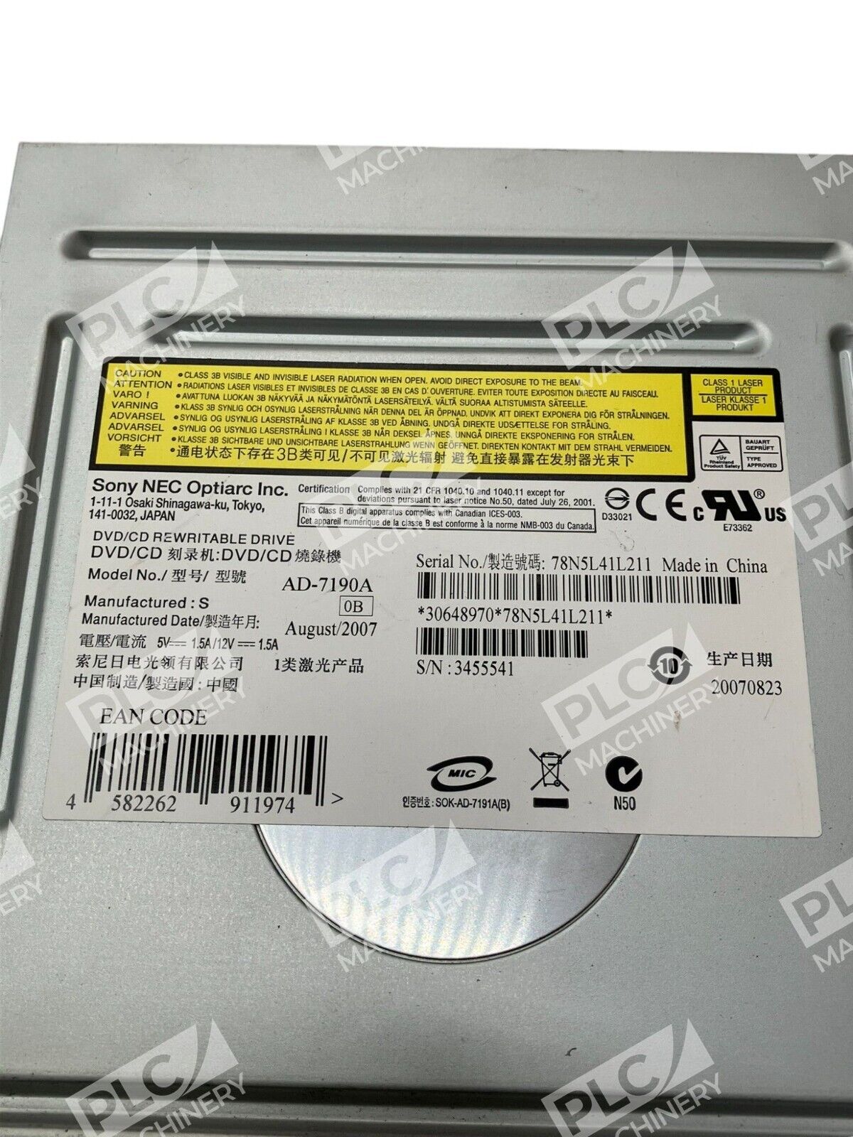 Sony NEC Optiarc AD-7190A DVD/CD Rewritable Drive - PLCmachinery.com