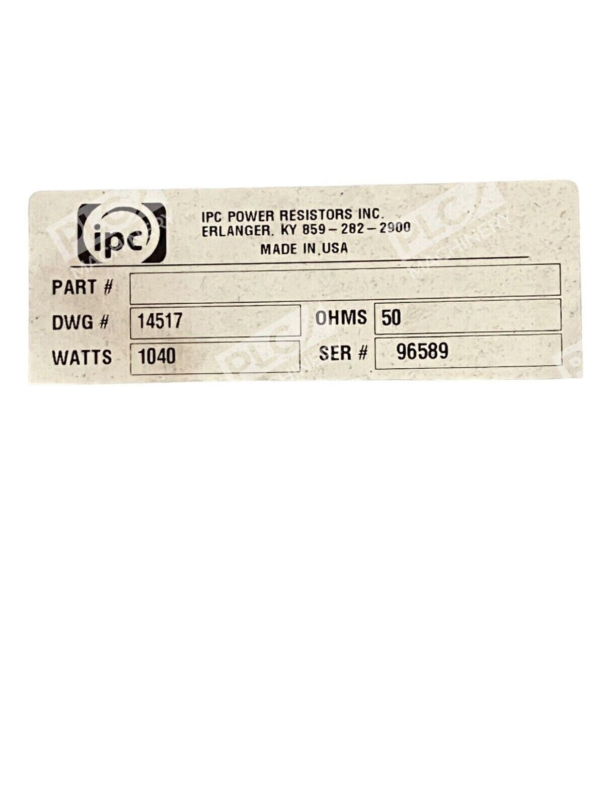 IPC Power Resistors 14517 1000 Watt Braking Resistor - PLCmachinery.com