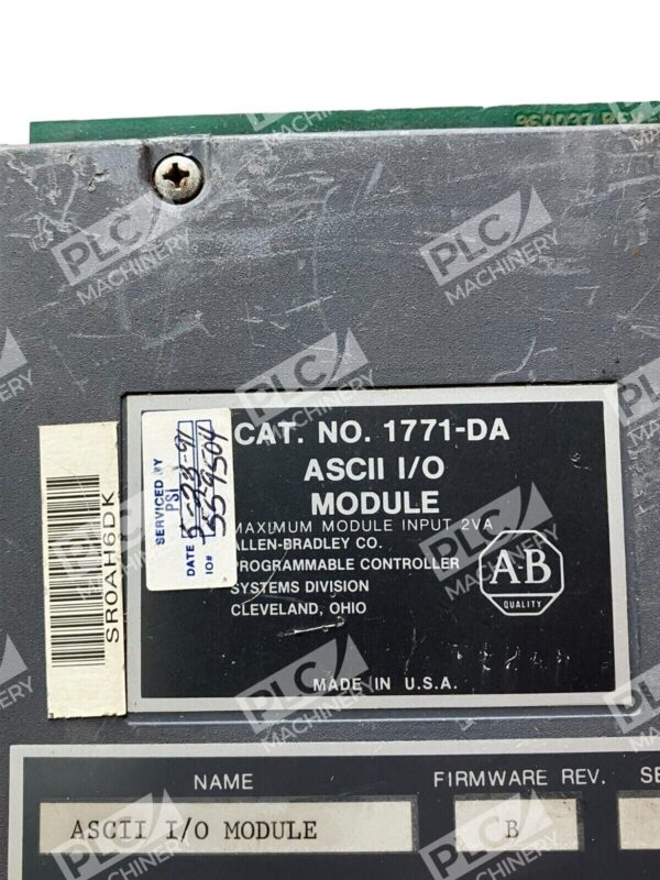 Allen Bradley 1771-DA /A ASCII I/O Module - Image 2