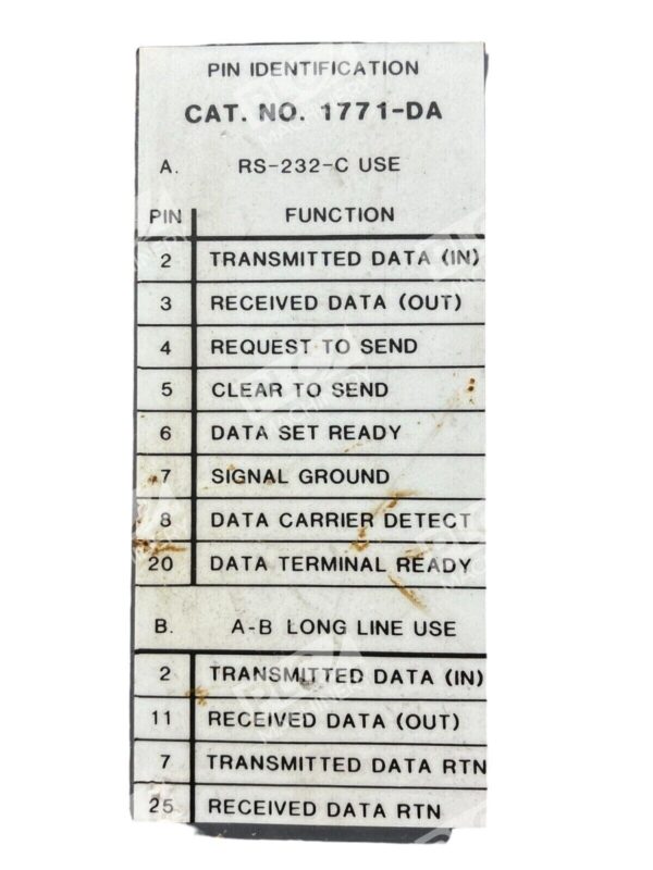 Allen Bradley 1771-DA /A ASCII I/O Module - Image 3