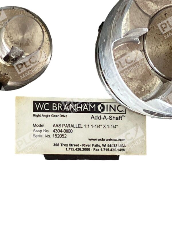 W.C. Branham AAS PARALLEL 1:1 1-1/4" X 1-1/4" 4304-0800 Right Angle Gear Drive - Image 2