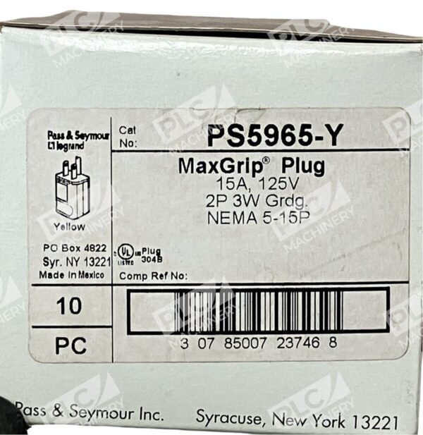 Pass & Seymour PS5965-Y MaxGrip Plug (Box of 10)