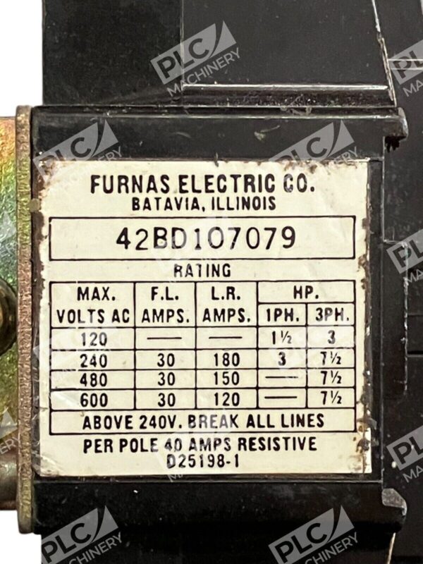 Furnas Electric Contactor 42BD107079 - Image 2