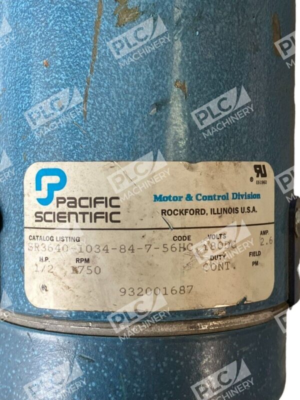 Pacific Scientific SR3640-1034-84-7-56HC 180VDC 2.6A 1/2HP 1750RPM Motor - Image 2