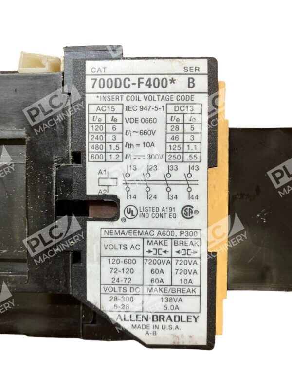 Allen Bradley 700DC-F400* /B w/ 196-FTB /B Off Delay - Image 2