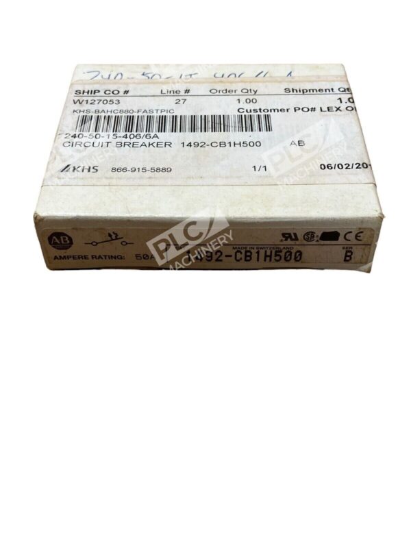 Allen Bradley 1492-CB1H500 /B 50A H500 Circuit Breaker 1 Pole