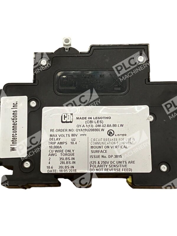 Circuit Breaker Industries QY-A-1(13)-DM-U2-8A-B0-LW Circuit Breaker 8A - Image 3