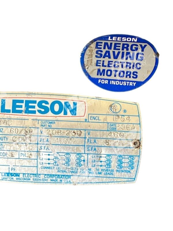 Leeson C42T17FZ6B 1/3HP Motor - Image 4