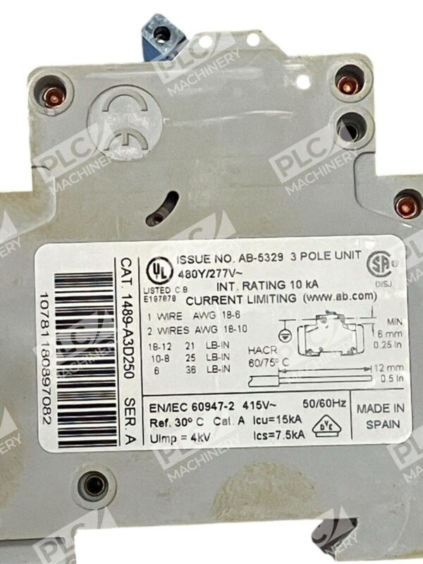 Allen Bradley 25A 3 Pole Circuit Breaker 1489-A3D250 /A - Image 2