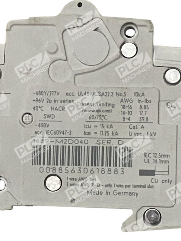 Allen Bradley 4A 2 Pole Circuit Breaker 1489-M2D040 /D - Image 3