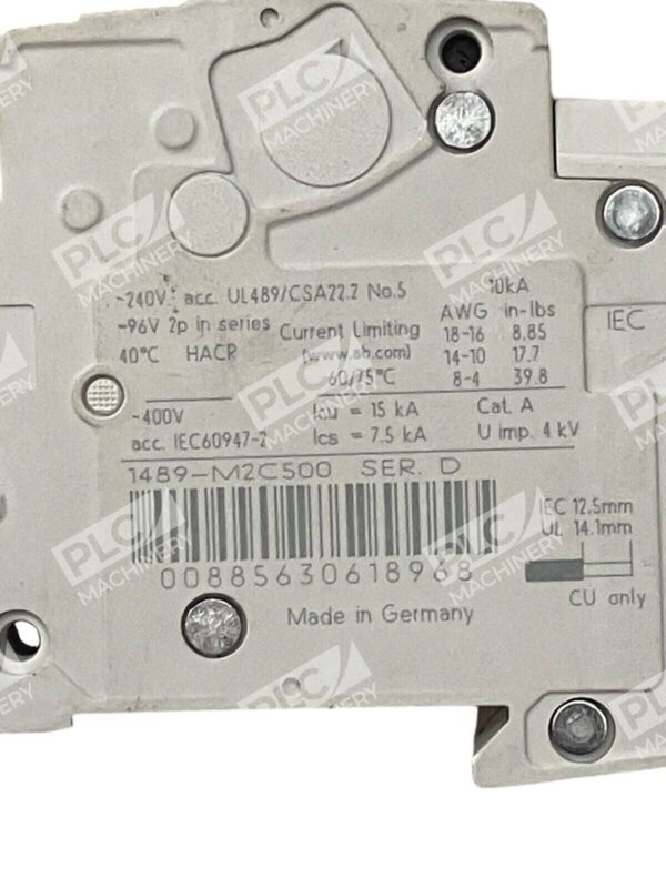 Allen Bradley 50A 2 Pole Circuit Breaker 1489-M2C500 /D - Image 3