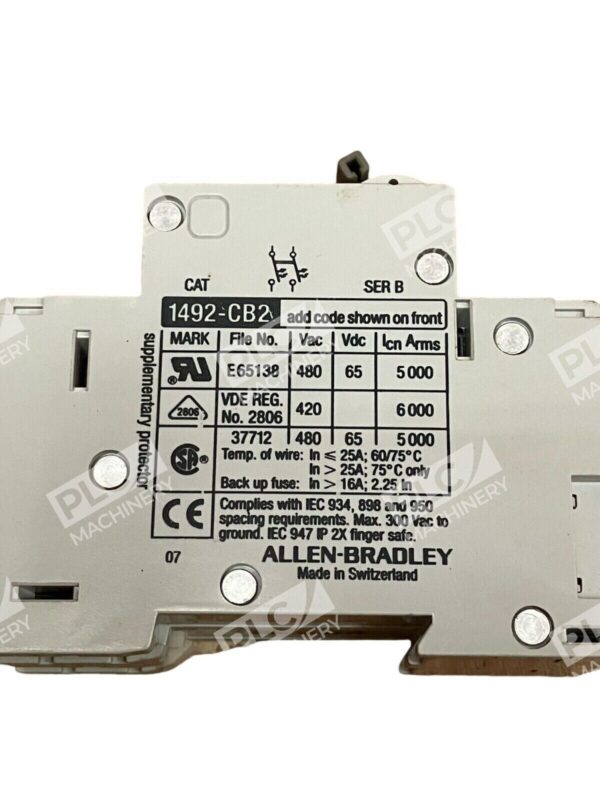 Allen Bradley 10A 2 Pole Unit Circuit Breaker 1492-CB2H100 /B - Image 2