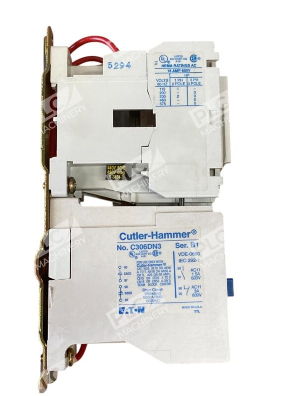 Eaton Cutler Hammer C306DN3 /B1 C320KGS1 /A2 18A Motor Starter AN16BNO - Image 5