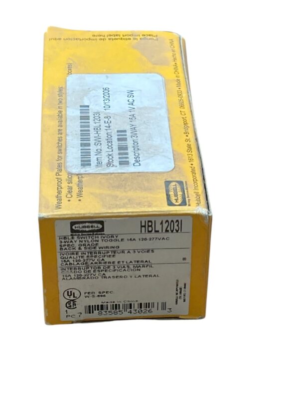 Hubbell Ivory 15A Toggle Switch HBL1203I (lot of 2) - Image 2