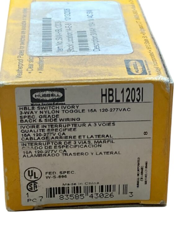 Hubbell Ivory 15A Toggle Switch HBL1203I (lot of 2) - Image 3