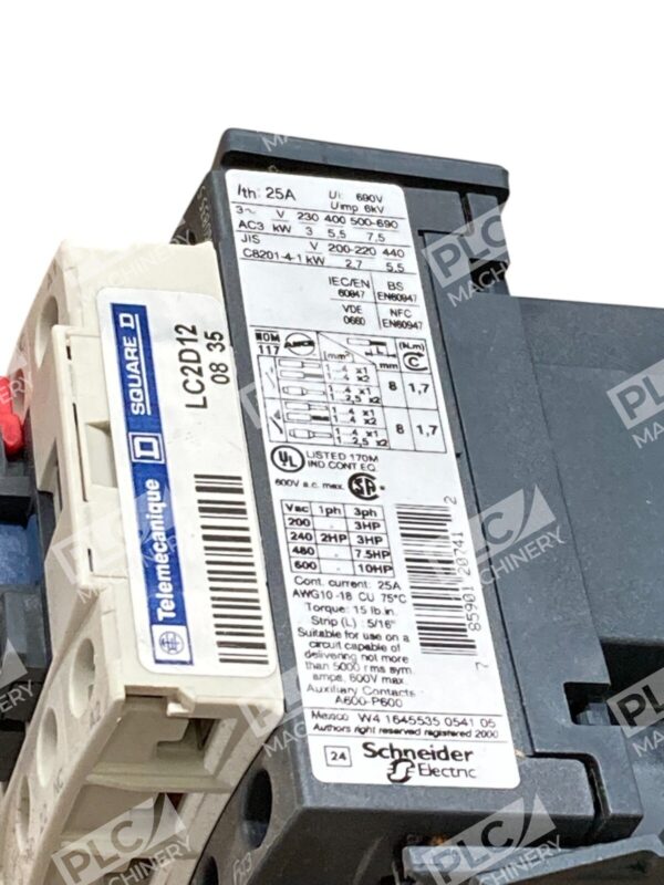 Square D Telemecanique 110V 50 60Hz 5.5kW 7.5HP Reversing Contactor LC2D12F7 - Image 6