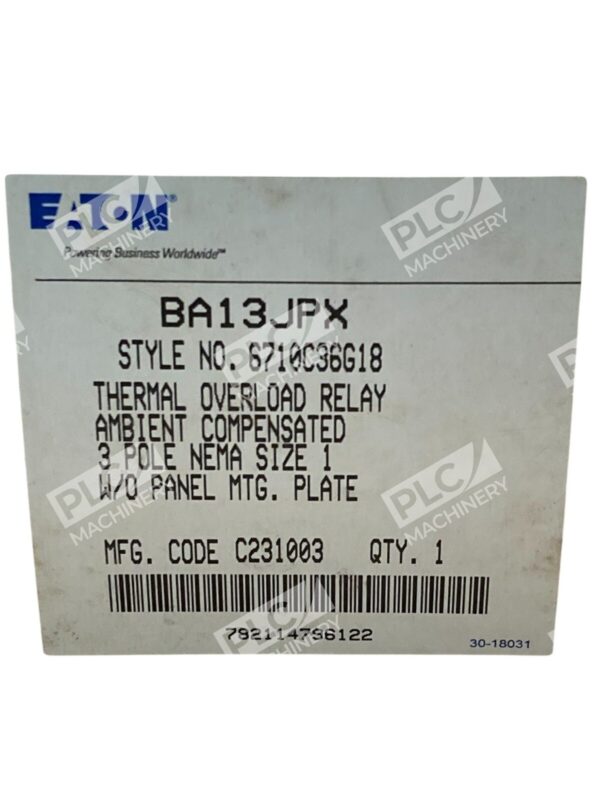 Eaton 6710C36G18 C231003 3 Pole Thermal Overload Relay BA13JPX - Image 2