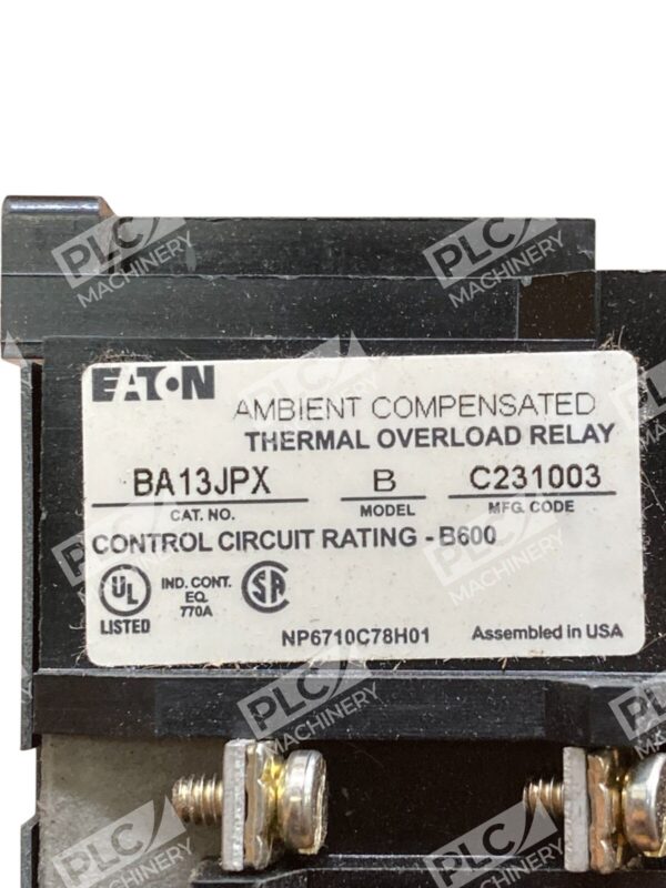 Eaton 6710C36G18 C231003 3 Pole Thermal Overload Relay BA13JPX - Image 8