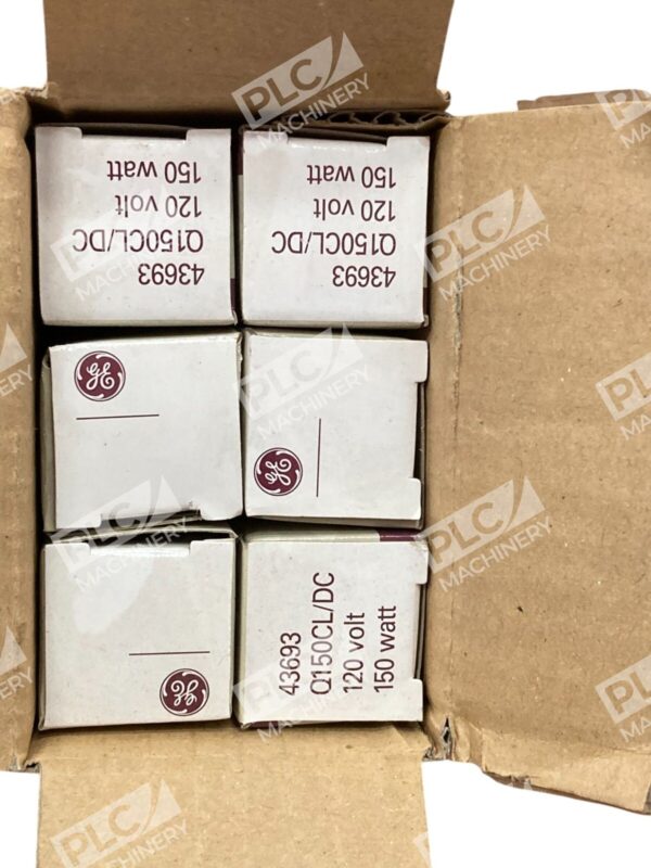 GE 43693 120V 150W Clear Quartzline Tungsten-Halogen Lamp Q150CL/DC (Box of 6) - Image 9