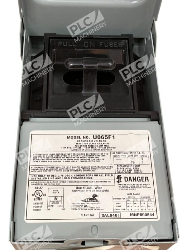 Midwest 60A 240VAC Fusible Disconnect Switch U065F1 - Image 2