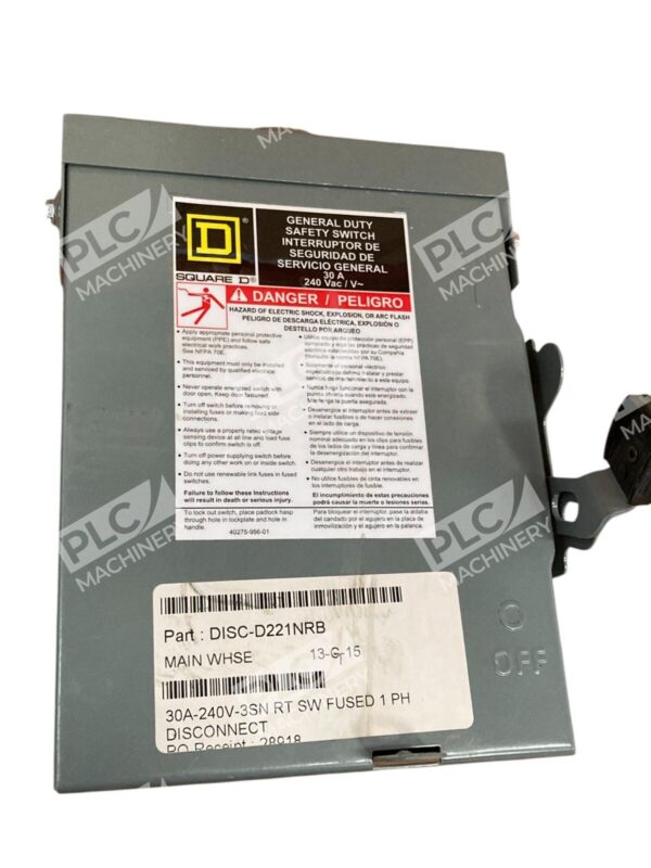 Square D 30A 240VAC General Duty Safety Switch D221NRB - Image 9