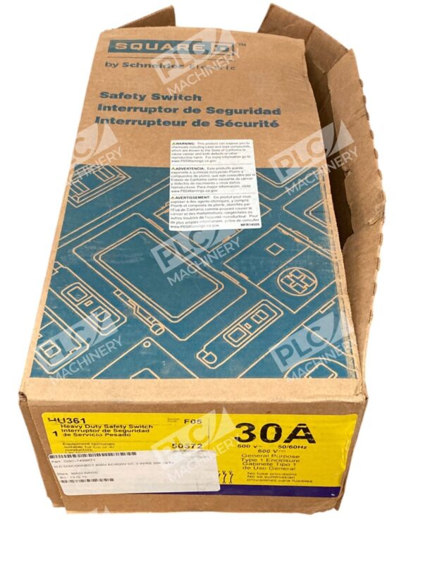 Square D 30A 600V 50572 Heavy Duty Safety Switch Enclosure HU361