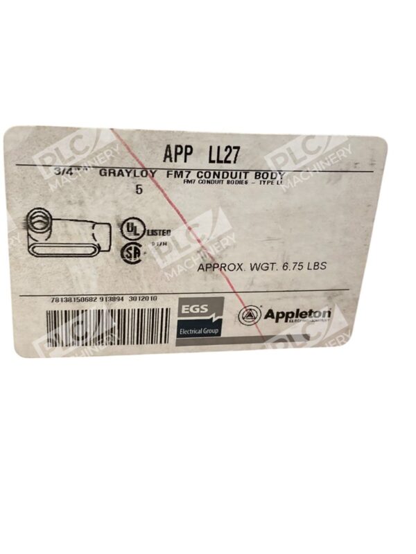 Appleton FM 3/4" Grayloy FMY Conduit Body APP-LL27 (Box of 7) - Image 2
