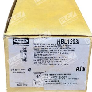 Hubbell Ivory Series 1200 3-Way Toggle 15A Switch HBL1203I (Box of 10)