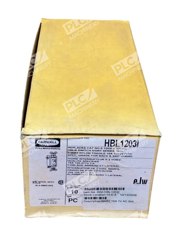 Hubbell Ivory Series 1200 3-Way Toggle 15A Switch HBL1203I (Box of 10) - Image 2
