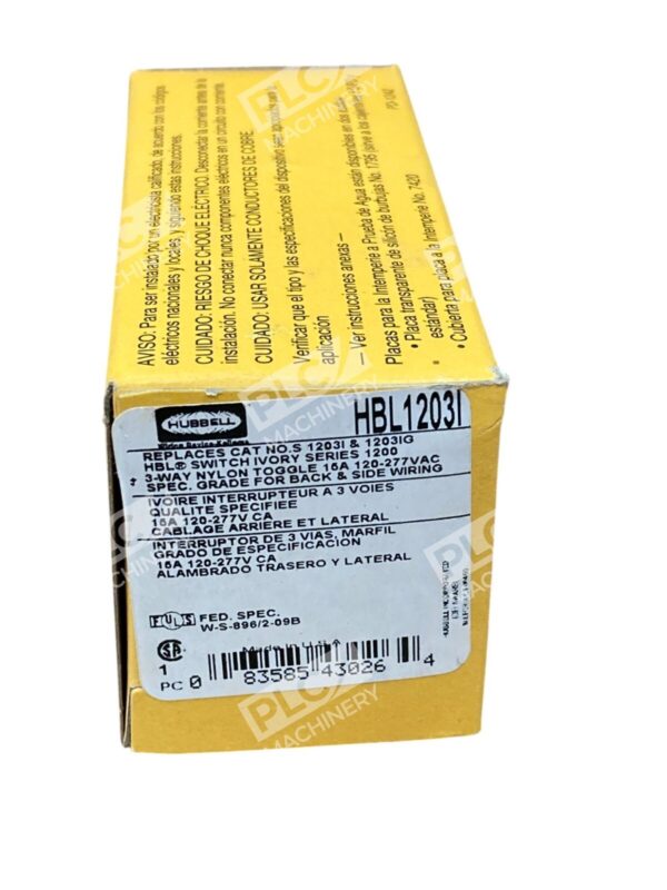 Hubbell Ivory Series 1200 3-Way Toggle 15A Switch HBL1203I (Box of 10) - Image 3