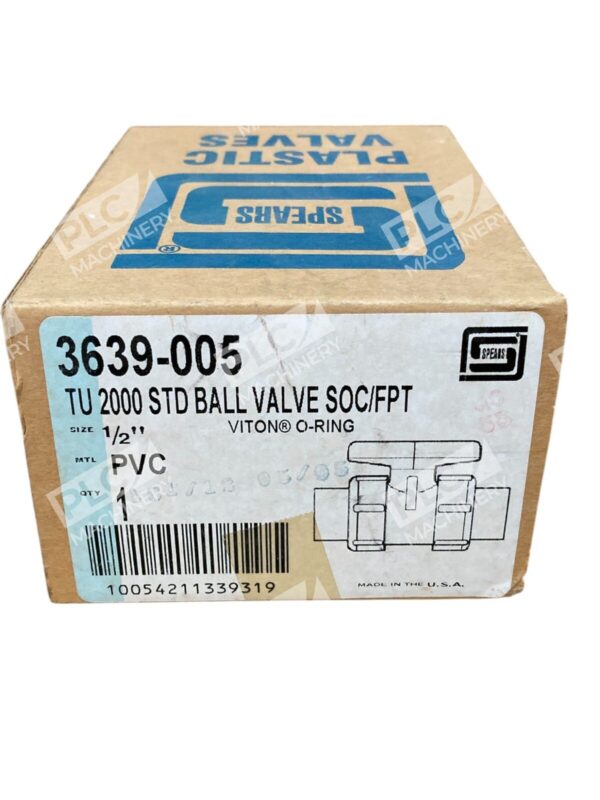 Spears Plastic Valves PVC Viton O-Ring 1/2" TU 2000 Standard Ball Valve 3639-005 - Image 2