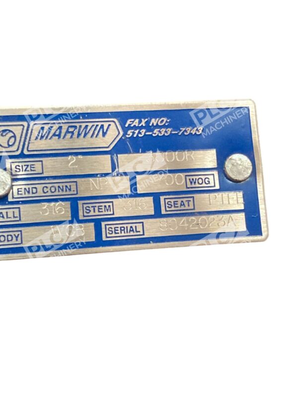 Marwin WCB 2 NPT 700WOG WCB 316 316 PTFL Connector Valve 3000R - Image 4