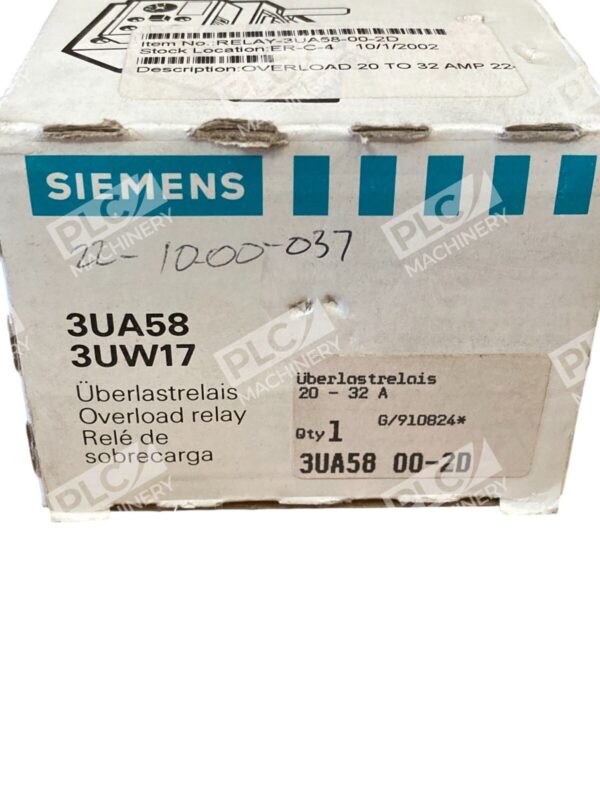 Siemens 20-32A Solid State Overload Relay 3UA58 00-2D - Image 2