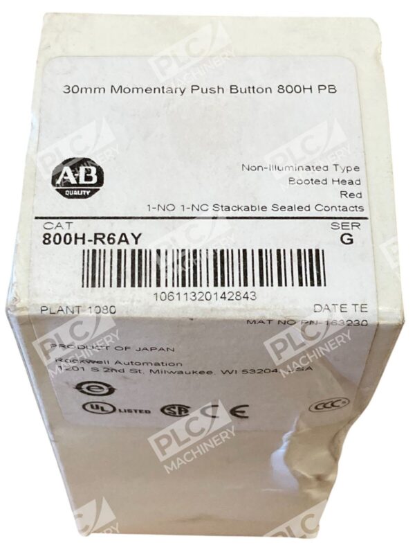 Allen Bradley AB Red 30mm Momentary Push Button 800H PB 800H-R6AY /G - Image 2