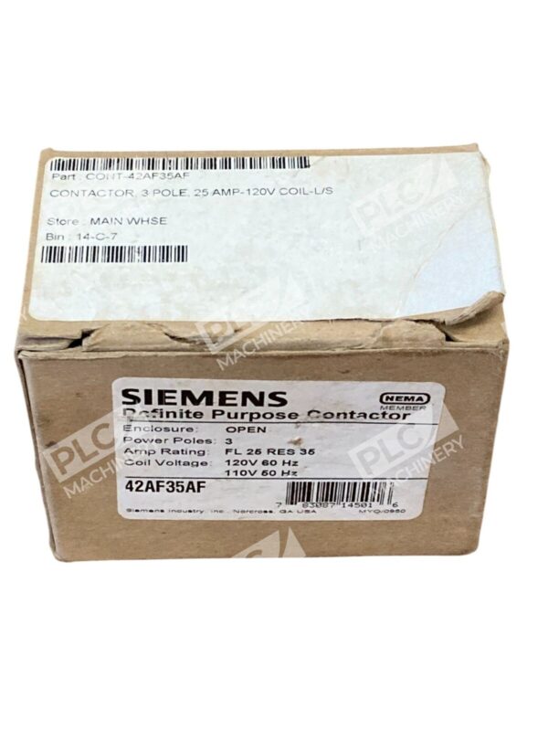 Siemens 3 Pole Open FL 25 RES 35 Definite Purpose Contactor 42AF35AF