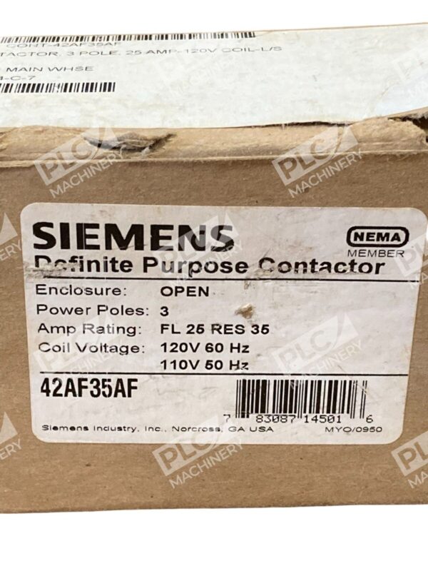 Siemens 3 Pole Open FL 25 RES 35 Definite Purpose Contactor 42AF35AF - Image 2