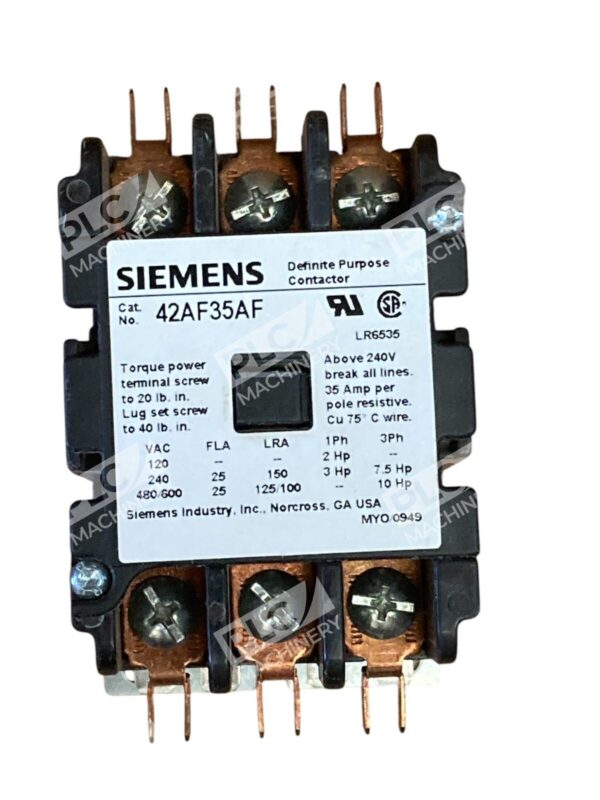 Siemens Open 3 Pole FL 25 Res 35 Definite Purpose Contactor 42AF35AF - Image 5