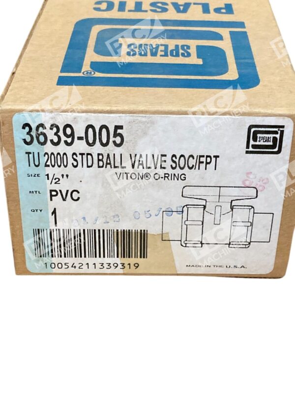 Spears 1/2" PVC Viton O-Ring TU 2000 Standard Ball Valve Socket 3639-005 - Image 2