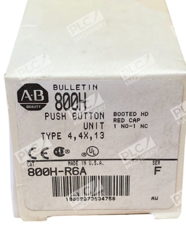 Allen Bradley AB Booted HD Red Cap Push Button Unit 800H-R6A /F - Image 2