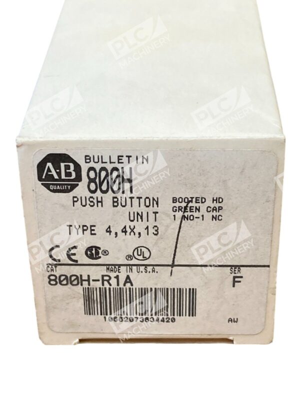 Allen Bradley AB Booted HD Green Cap Push Button Unit 800H-R1A /F - Image 2