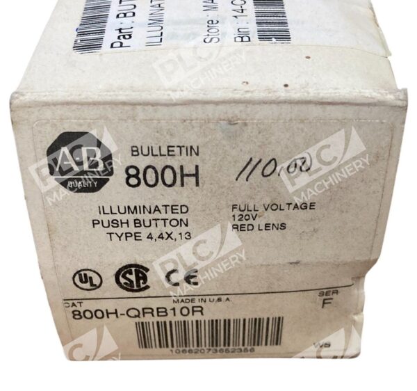 Allen Bradley AB Full Voltage 120V Red Lens Illuminated Push Button 800H-QRB10R - Image 2