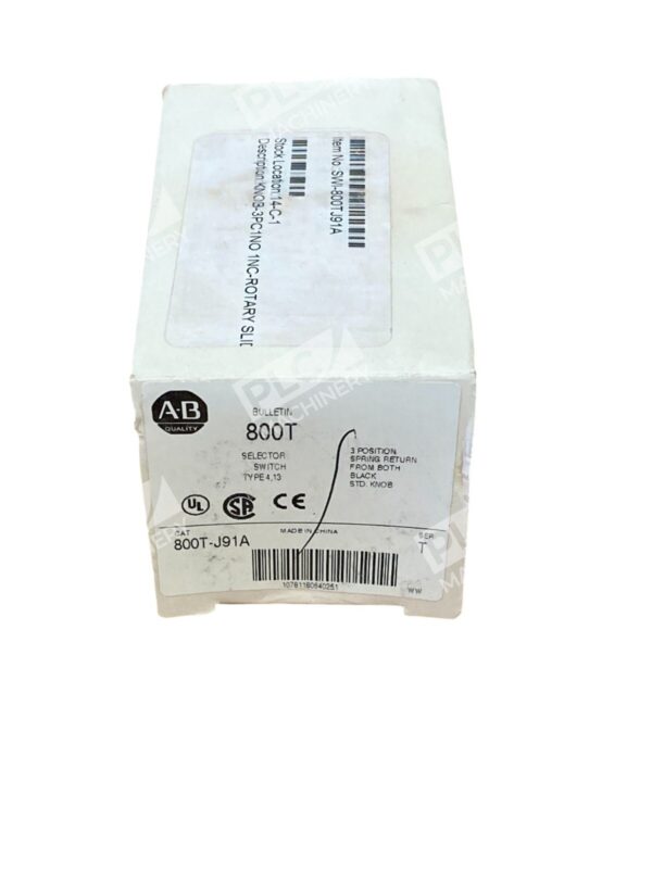 Allen Bradley AB 3 Position Spring Return Selector Switch 800T-J91A /T