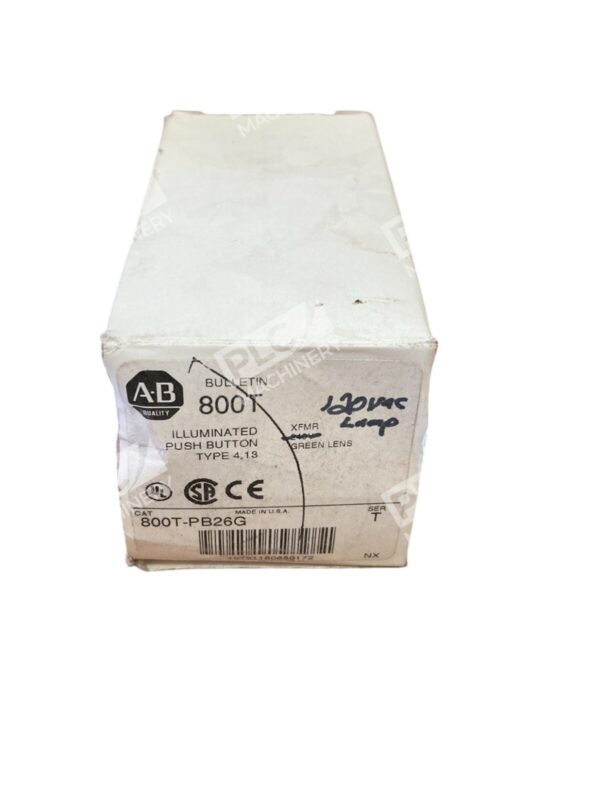 Allen Bradley AB XFMR Green Lens Illuminated Push Button 800T-PB26G /T