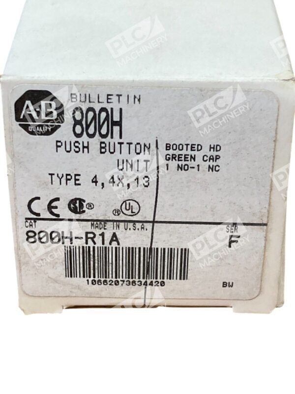 Allen Bradley AB Green Cap Booted HD Push Button Unit 800H-R1A /F - Image 2