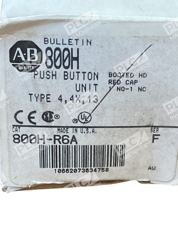 Allen Bradley AB Red Cap Booted HD Push Button Unit 800H-R6A /F - Image 2