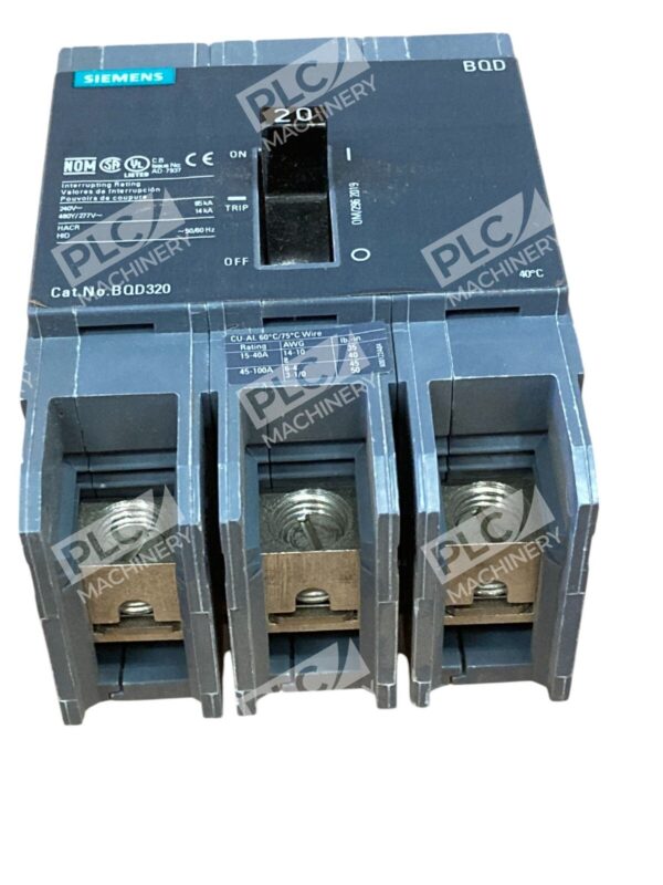 Siemens 3 Pole 20A Grey Molded Case Circuit Breaker BQD320 - Image 3