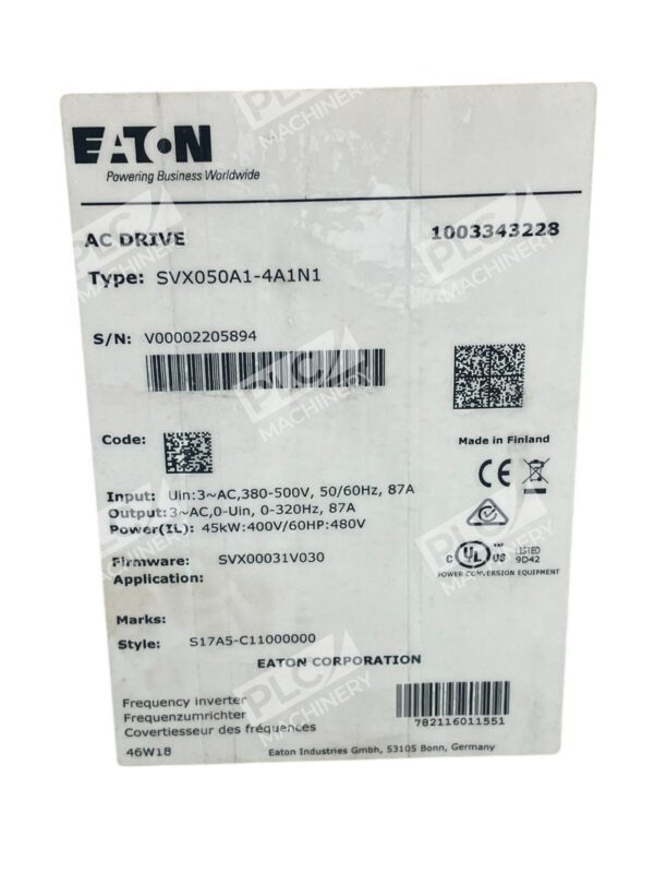Eaton SVX9000 87A S17AS-C11000000 AC Drive SVX050A1-4A1N1 - Image 2