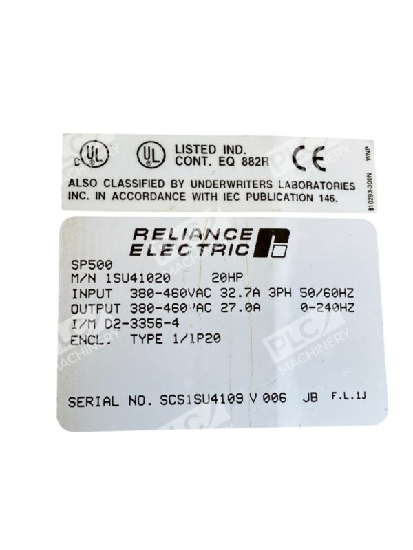 Reliance Electric SP500 20HP 27/32.7A VS Drive 1SU41020 - Image 2
