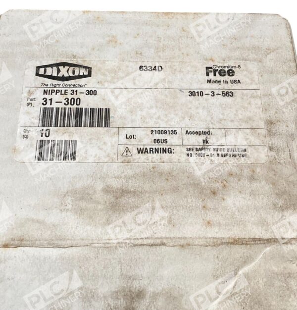 Dixon 3010-3-563 3000 Series Hydraulic Plug 3/8 NPT Nipple 31-300 (Box of 6) - Image 2